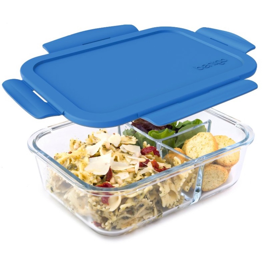 BENTGO NWT glass leak proof lunchbox w/ plastic lid -blue
